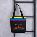 Pride Stoffbeutel — No Pride in Prejudice, Progress Pride Flag, Mockup