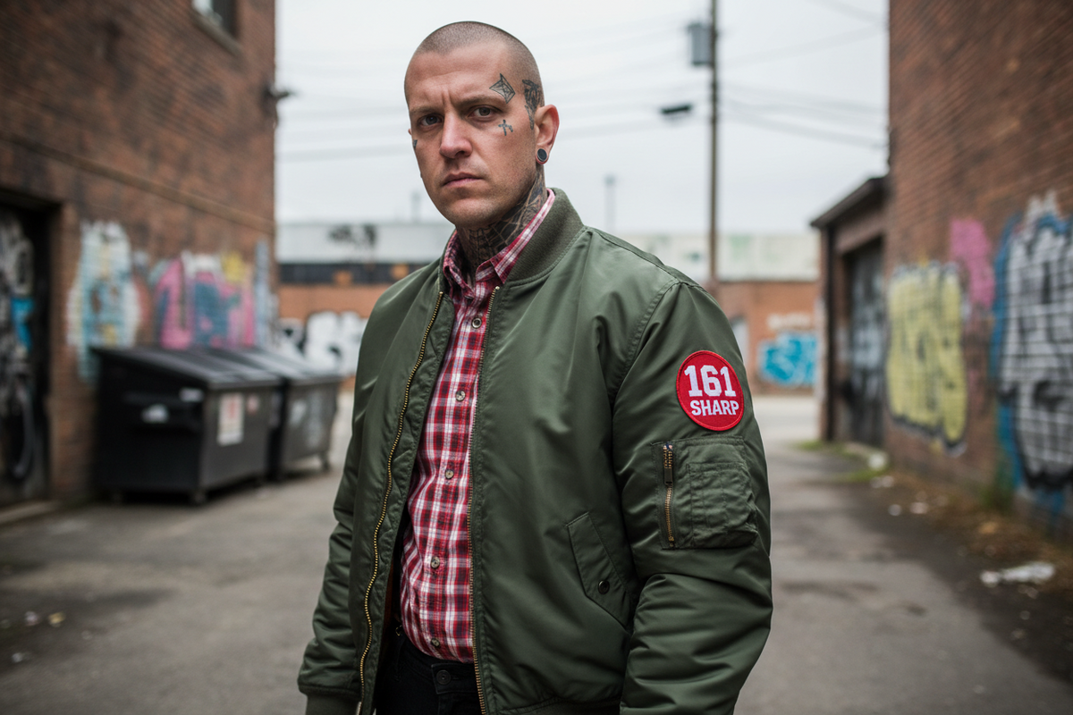 SHARP-Skinhead mit Bomberjacke und 161-Patch