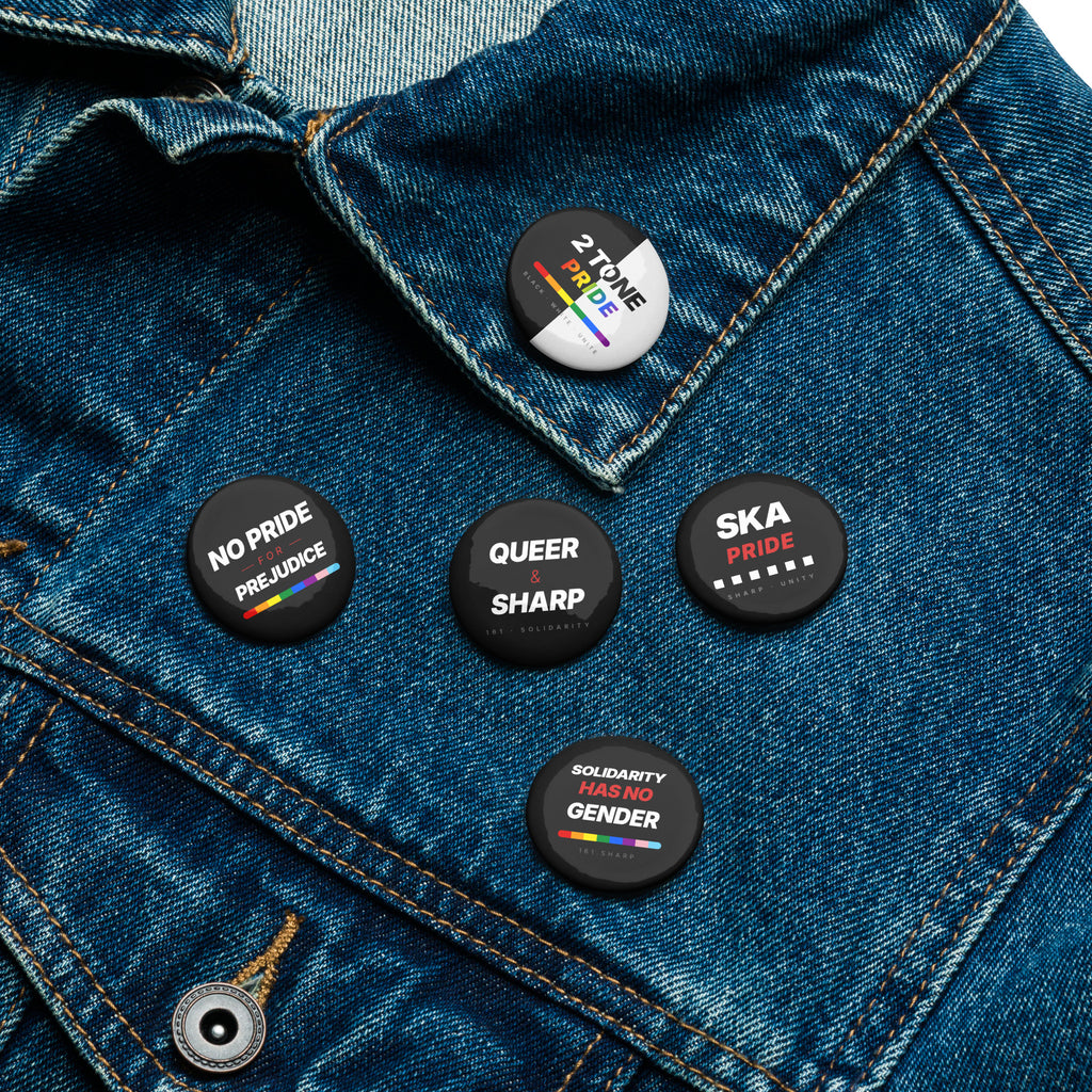 Pride Button-Set 5er-Pack — No Pride in Prejudice, 1.25 Zoll